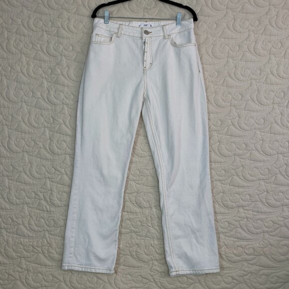 MNG Denim White Mom Jeans Button Fly Relaxed Fit Size 8 - Picture 1 of 13
